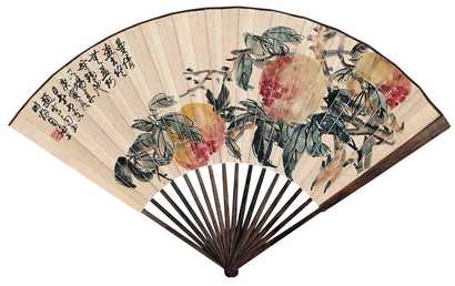 赵云壑 1950年作 大寿图 成扇